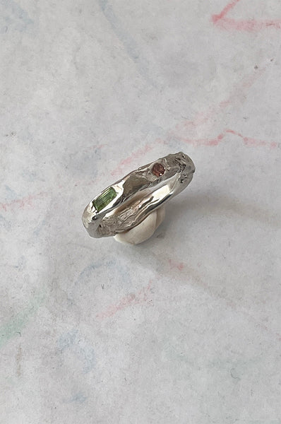 Pink Sapphire & Peridot Ring