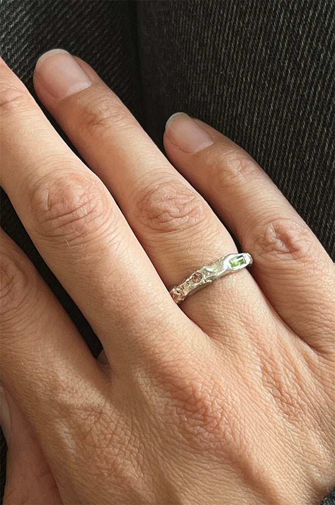 Pink Sapphire & Peridot Ring